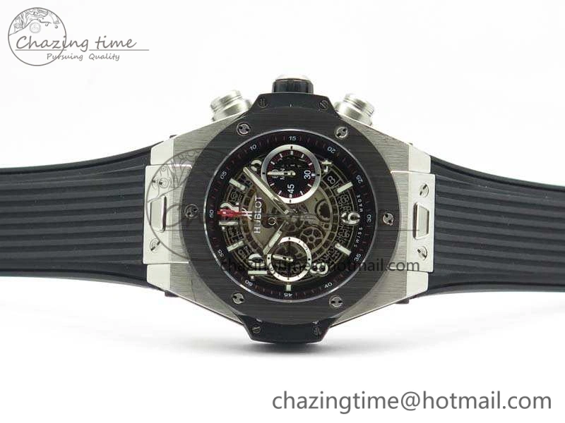 Big Bang Unico 45mm SS 3AF Best Edition Gray Dial Ceramic Bezel On Rubber Strap A7750