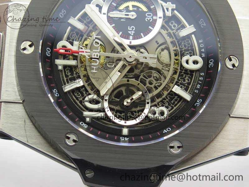 Big Bang Unico 45mm SS 3AF Best Edition Gray Dial Ceramic Bezel On Rubber Strap A7750