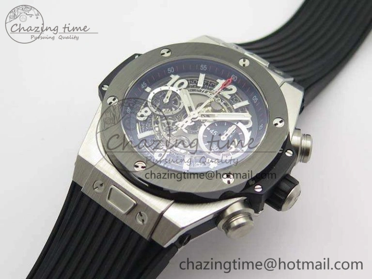 Big Bang Unico 45mm SS 3AF Best Edition Gray Dial Ceramic Bezel On Rubber Strap A7750