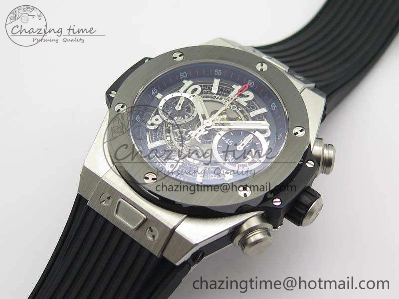 Big Bang Unico 45mm SS 3AF Best Edition Gray Dial Ceramic Bezel On Rubber Strap A7750