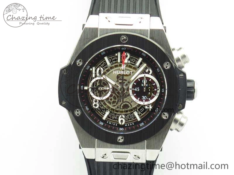 Big Bang Unico 45mm SS 3AF Best Edition Gray Dial Ceramic Bezel On Rubber Strap A7750