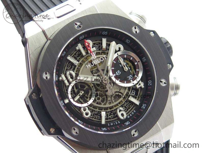 Big Bang Unico 45mm SS 3AF Best Edition Gray Dial Ceramic Bezel On Rubber Strap A7750