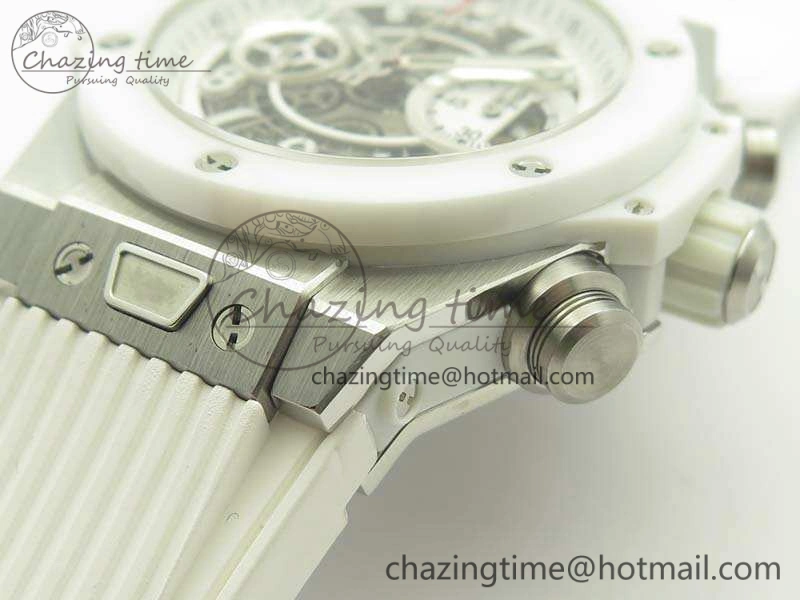 Big Bang Unico 45mm SS 3AF Best Edition White Dial Ceramic Bezel On Rubber Strap A7750