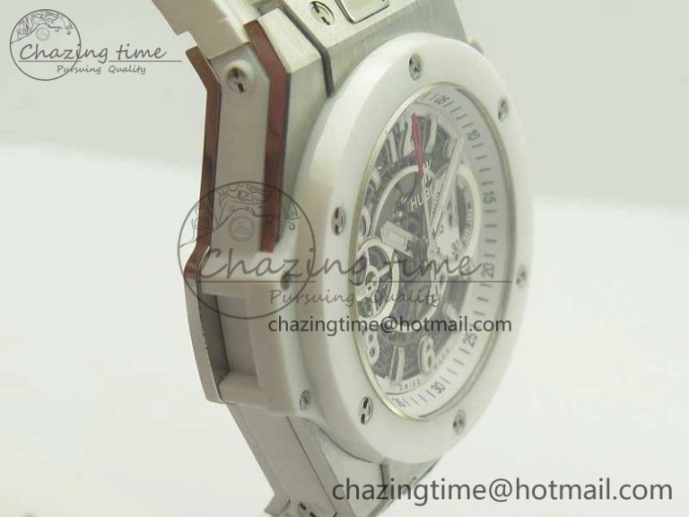 Big Bang Unico 45mm SS 3AF Best Edition White Dial Ceramic Bezel On Rubber Strap A7750