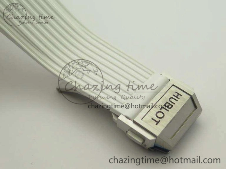 Big Bang Unico 45mm SS 3AF Best Edition White Dial Crystal Bezel On Rubber Strap A7750