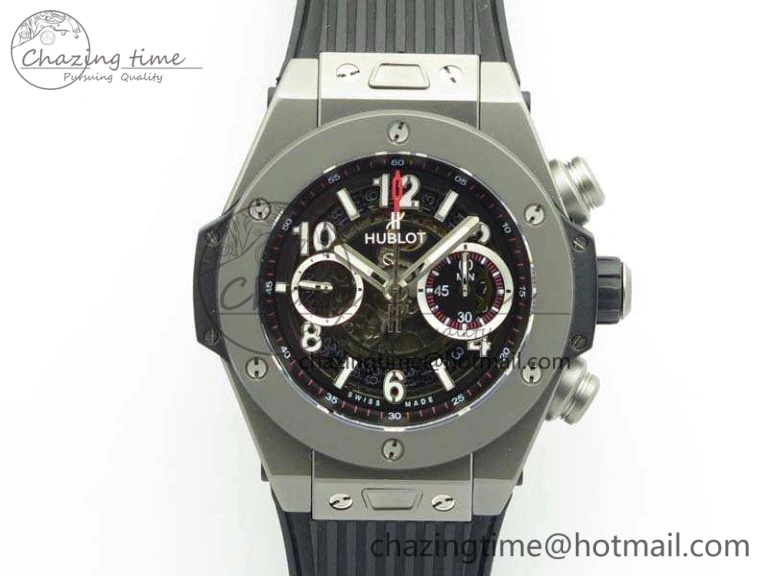 Big Bang Unico 45mm Satin-Polished Steel 3AF Best Edition Black Dial On Rubber Strap A7750