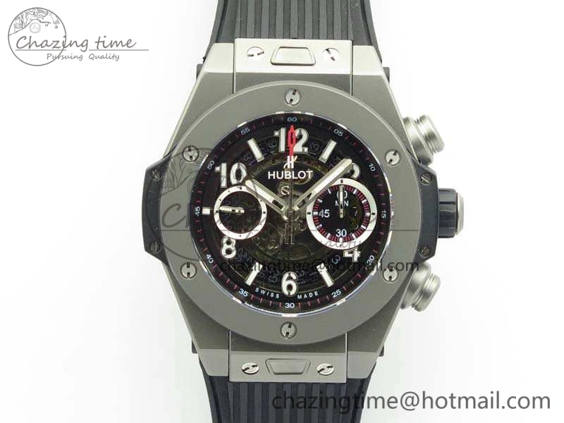 Big Bang Unico 45mm Satin-Polished Steel 3AF Best Edition Black Dial On Rubber Strap A7750