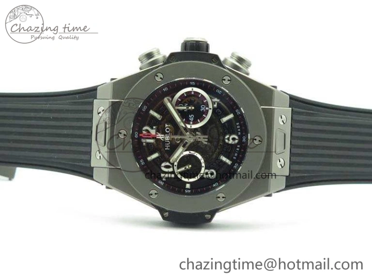 Big Bang Unico 45mm Satin-Polished Steel 3AF Best Edition Black Dial On Rubber Strap A7750