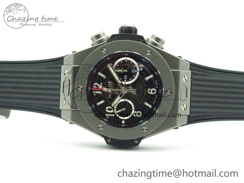 Big Bang Unico 45mm Satin-Polished Steel 3AF Best Edition Black Dial On Rubber Strap A7750