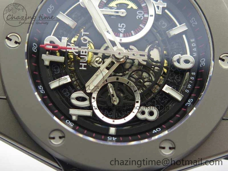 Big Bang Unico 45mm Satin-Polished Steel 3AF Best Edition Black Dial On Rubber Strap A7750