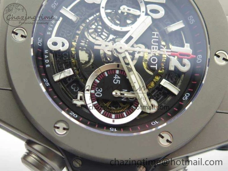 Big Bang Unico 45mm Satin-Polished Steel 3AF Best Edition Black Dial On Rubber Strap A7750