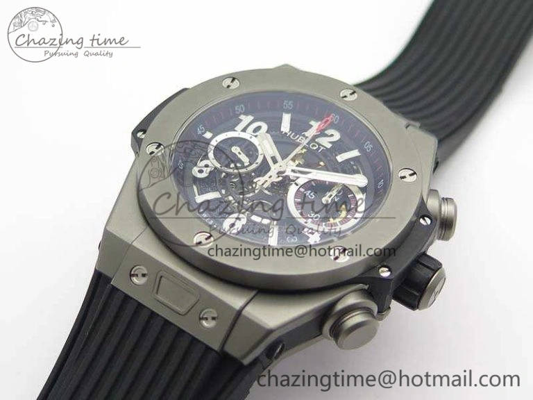 Big Bang Unico 45mm Satin-Polished Steel 3AF Best Edition Black Dial On Rubber Strap A7750
