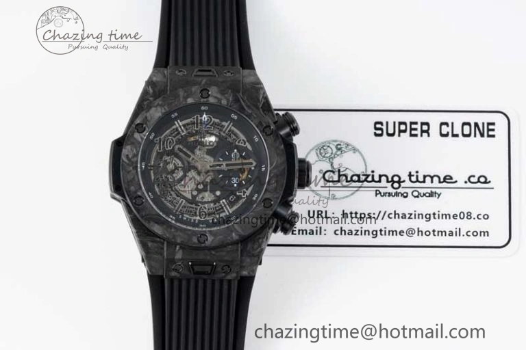 Big Bang Unico Black Carbon TWF Best Edition Skeleton Dial on Black Rubber Strap A1220