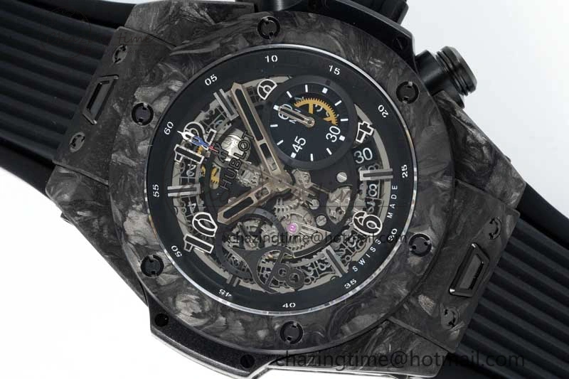 Big Bang Unico Black Carbon TWF Best Edition Skeleton Dial on Black Rubber Strap A1220