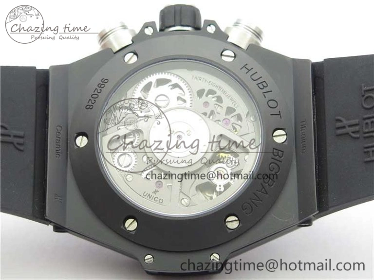 Big Bang Unico Black Ceramic HBF 1:1 Best Edition Black Skeleton Dial on Black Rubber Strap A1242