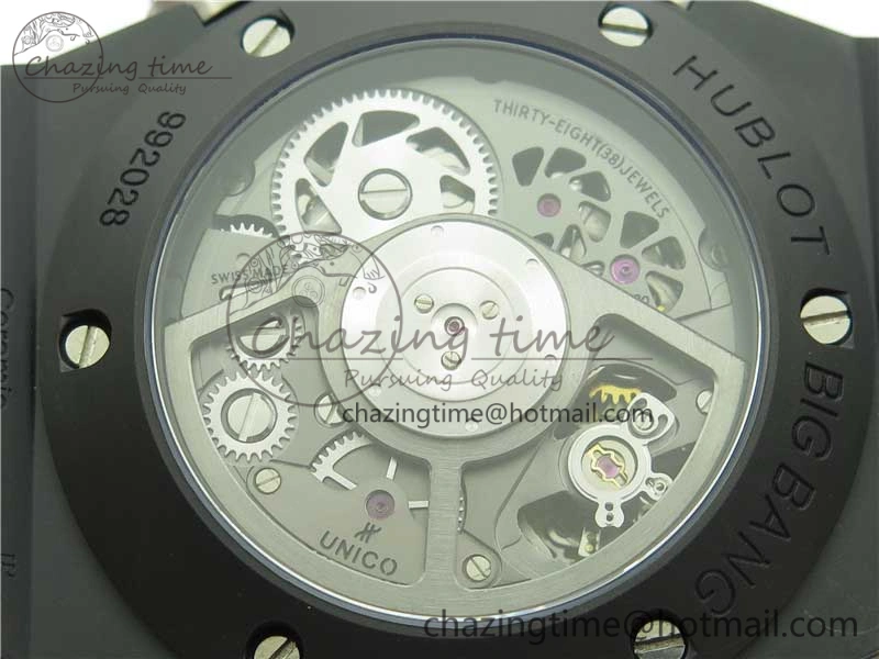 Big Bang Unico Black Ceramic HBF 1:1 Best Edition Black Skeleton Dial on Black Rubber Strap A1242