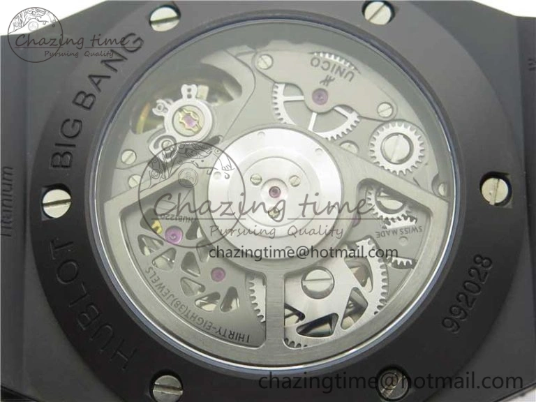 Big Bang Unico Black Ceramic HBF 1:1 Best Edition Black Skeleton Dial on Black Rubber Strap A1242
