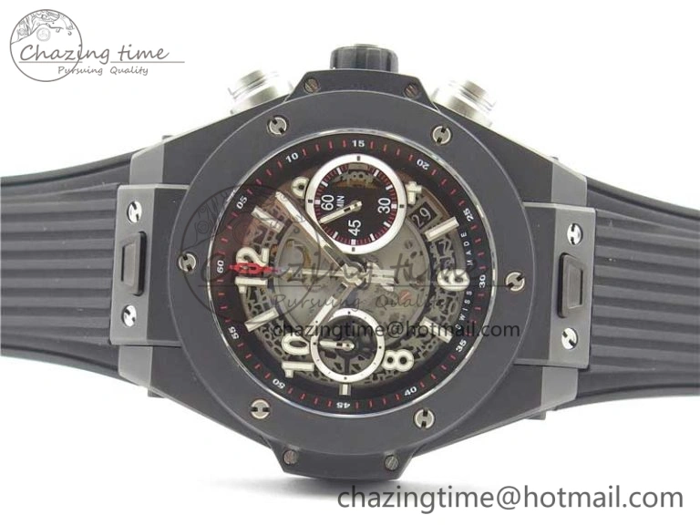 Big Bang Unico Black Ceramic HBF 1:1 Best Edition Black Skeleton Dial on Black Rubber Strap A1242