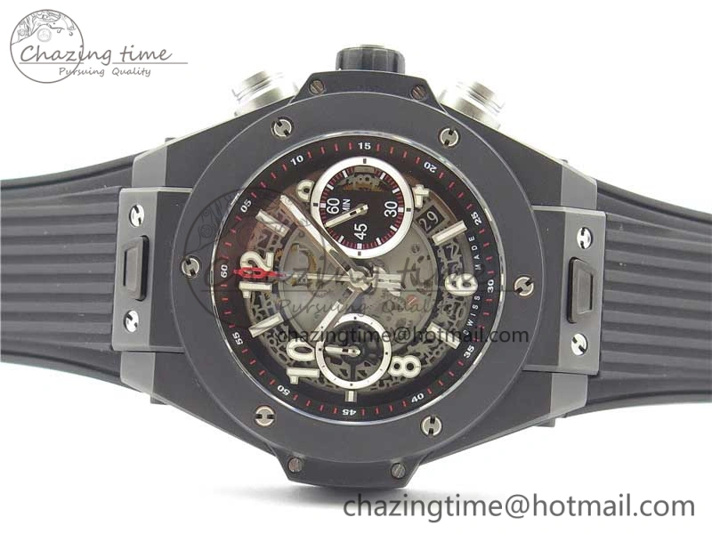 Big Bang Unico Black Ceramic HBF 1:1 Best Edition Black Skeleton Dial on Black Rubber Strap A1242