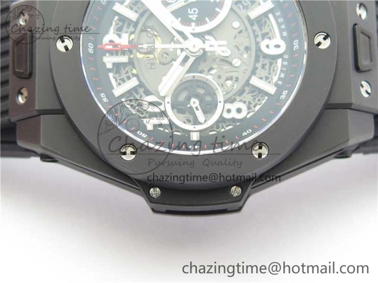 Big Bang Unico Black Ceramic HBF 1:1 Best Edition Black Skeleton Dial on Black Rubber Strap A1242