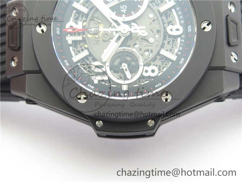 Big Bang Unico Black Ceramic HBF 1:1 Best Edition Black Skeleton Dial on Black Rubber Strap A1242