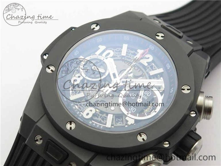 Big Bang Unico Black Ceramic HBF 1:1 Best Edition Black Skeleton Dial on Black Rubber Strap A1242