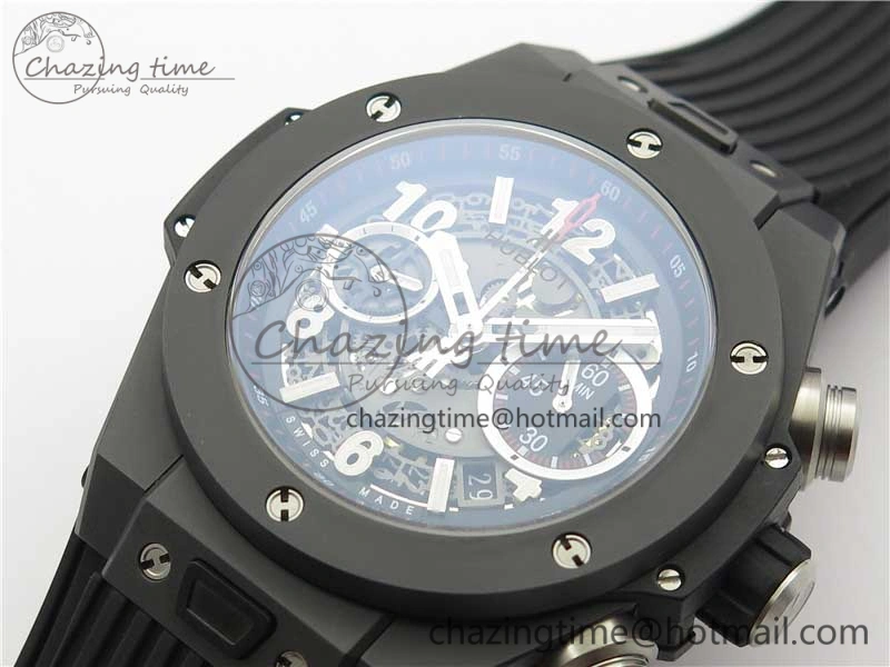 Big Bang Unico Black Ceramic HBF 1:1 Best Edition Black Skeleton Dial on Black Rubber Strap A1242