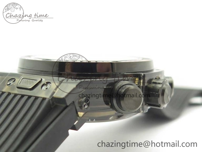 Big Bang Unico Black Magic Sapphire 45mm OXF Best Edition Rainbow Crystal Bezel Black Dial on Black Rubber Strap A1242