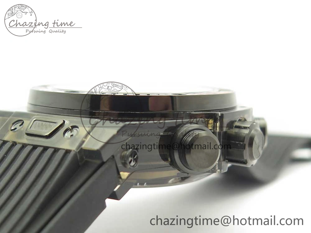 Big Bang Unico Black Magic Sapphire 45mm OXF Best Edition Rainbow Crystal Bezel Black Dial on Black Rubber Strap A1242