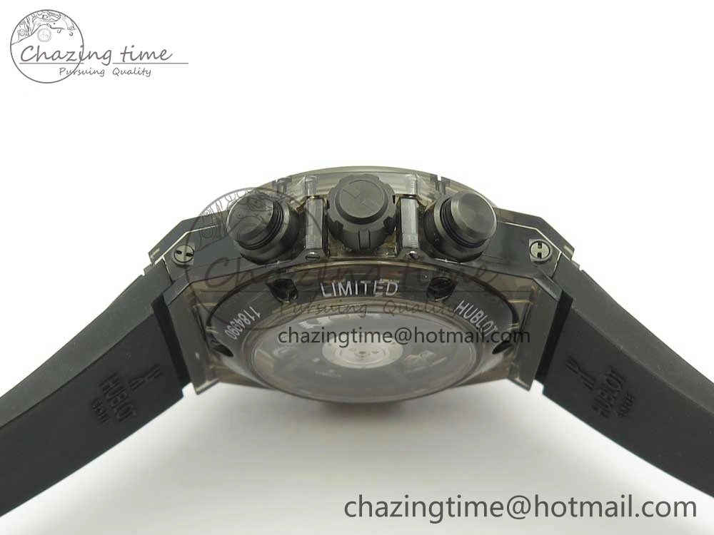 Big Bang Unico Black Magic Sapphire 45mm OXF Best Edition Rainbow Crystal Bezel Black Dial on Black Rubber Strap A1242