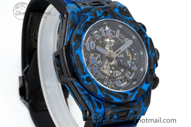 Big Bang Unico Blue Carbon TWF Best Edition Skeleton Dial on Black Rubber Strap A1220