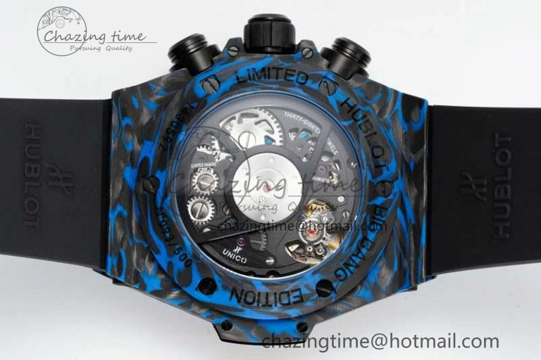 Big Bang Unico Blue Carbon TWF Best Edition Skeleton Dial on Black Rubber Strap A1220