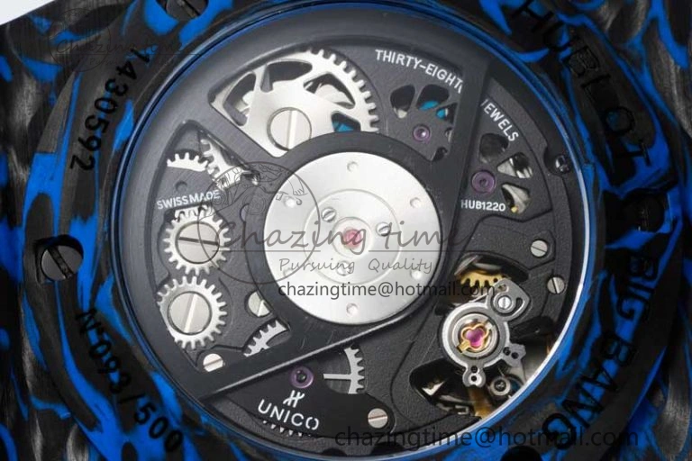 Big Bang Unico Blue Carbon TWF Best Edition Skeleton Dial on Black Rubber Strap A1220