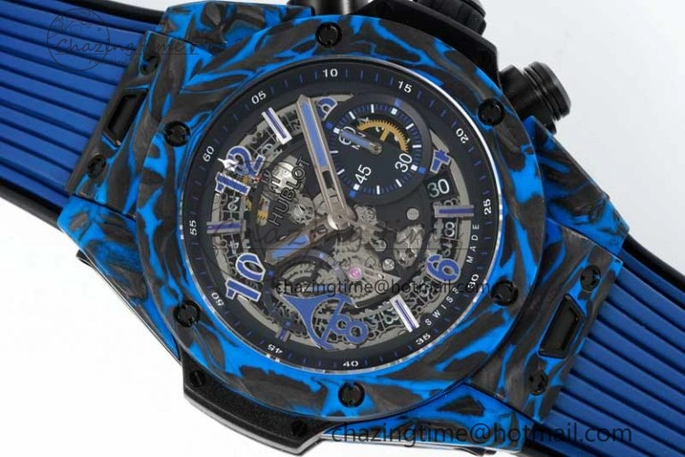 Big Bang Unico Blue Carbon TWF Best Edition Skeleton Dial on Black Rubber Strap A1220