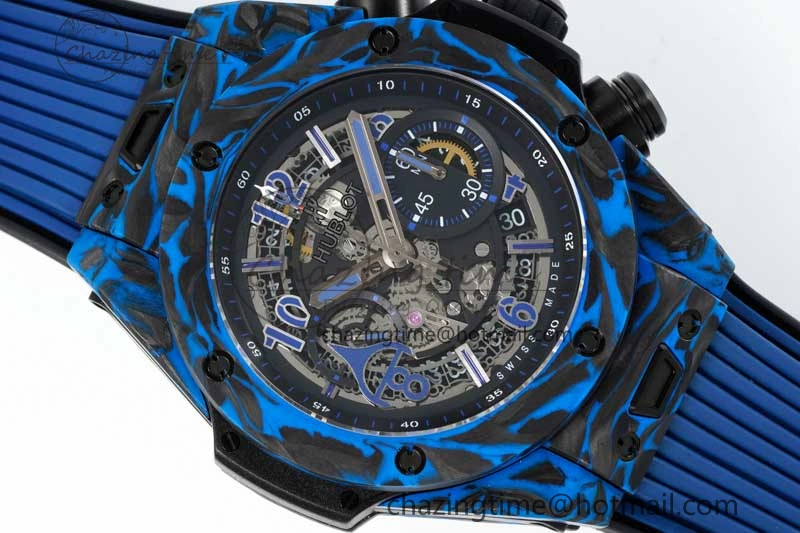 Big Bang Unico Blue Carbon TWF Best Edition Skeleton Dial on Black Rubber Strap A1220