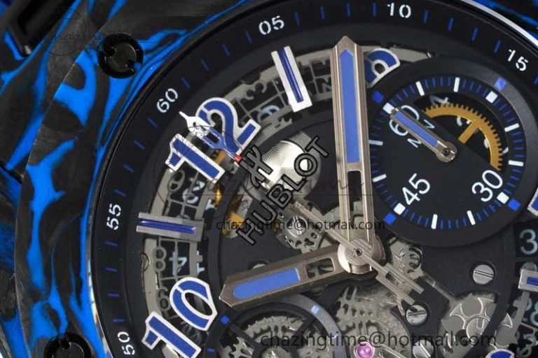 Big Bang Unico Blue Carbon TWF Best Edition Skeleton Dial on Black Rubber Strap A1220