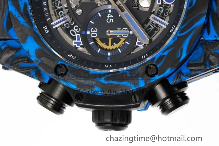 Big Bang Unico Blue Carbon TWF Best Edition Skeleton Dial on Black Rubber Strap A1220