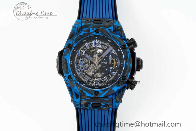 Big Bang Unico Blue Carbon TWF Best Edition Skeleton Dial on Black Rubber Strap A1220