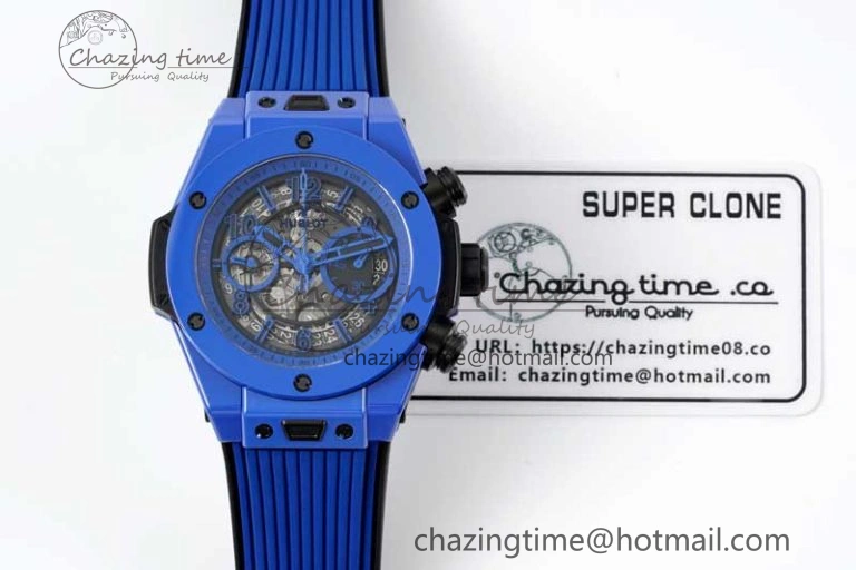 Big Bang Unico Blue Magic Ceramic ZF 1:1 Best Edition Skeleton Dial on Blue Rubber Strap A1280