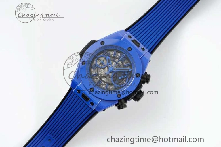 Big Bang Unico Blue Magic Ceramic ZF 1:1 Best Edition Skeleton Dial on Blue Rubber Strap A1280