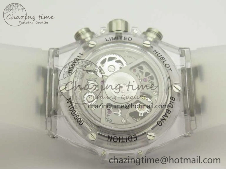 Big Bang Unico Magic Sapphire 45mm OXF Best Edition Black Skeleton Dial on Transparent Rubber Strap A1242