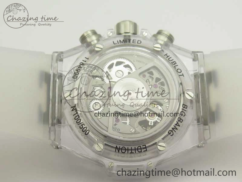 Big Bang Unico Magic Sapphire 45mm OXF Best Edition Black Skeleton Dial on Transparent Rubber Strap A1242