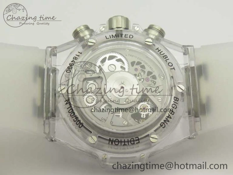 Big Bang Unico Magic Sapphire 45mm OXF Best Edition Black Skeleton Dial on Transparent Rubber Strap A1242