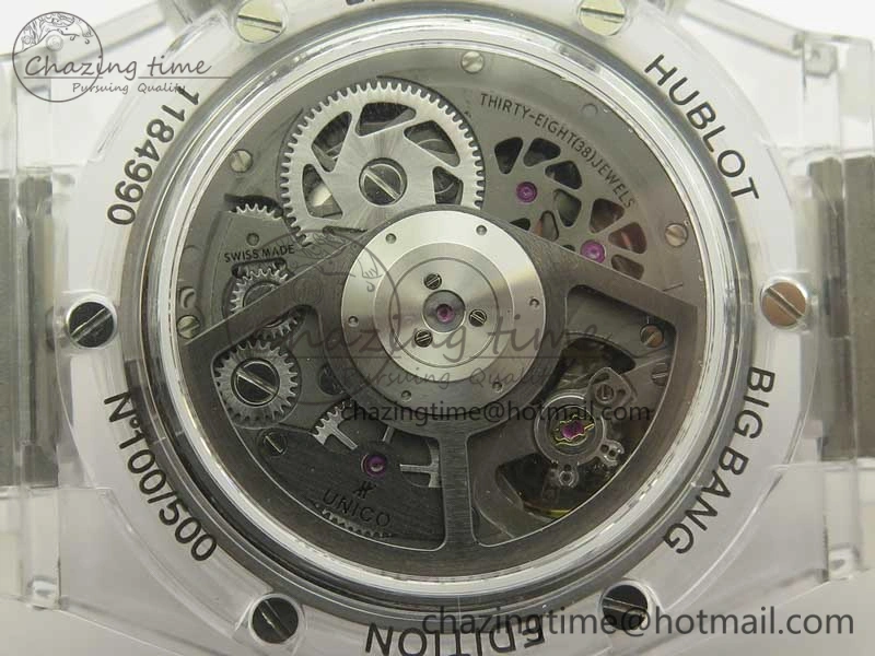 Big Bang Unico Magic Sapphire 45mm OXF Best Edition Black Skeleton Dial on Transparent Rubber Strap A1242