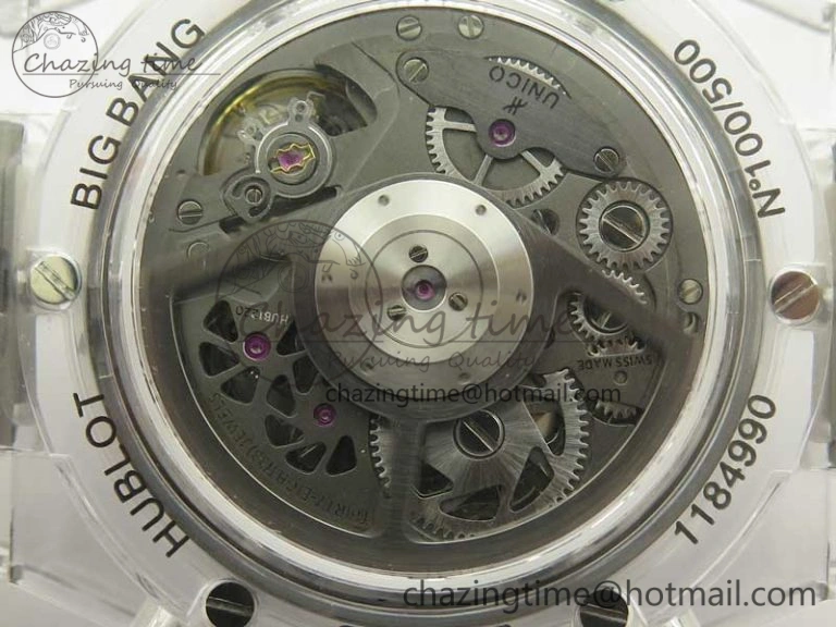Big Bang Unico Magic Sapphire 45mm OXF Best Edition Black Skeleton Dial on Transparent Rubber Strap A1242