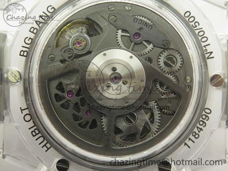 Big Bang Unico Magic Sapphire 45mm OXF Best Edition Black Skeleton Dial on Transparent Rubber Strap A1242