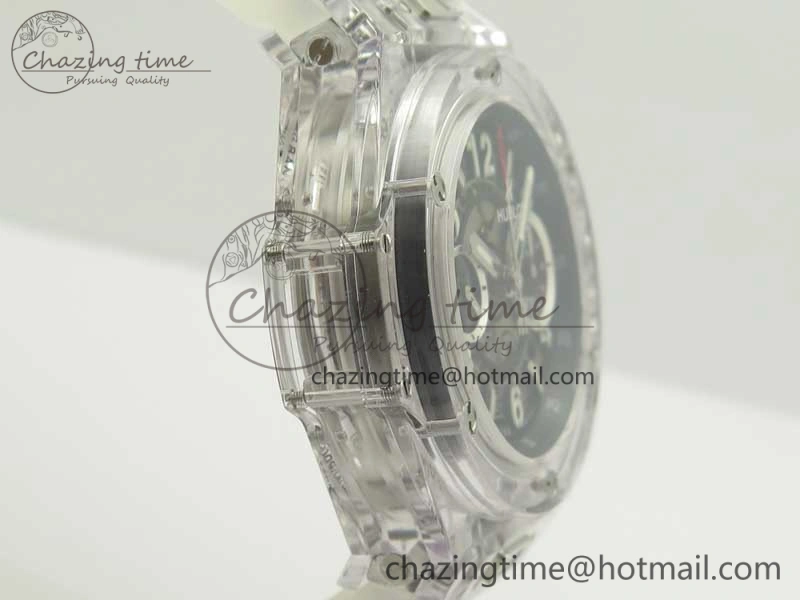 Big Bang Unico Magic Sapphire 45mm OXF Best Edition Black Skeleton Dial on Transparent Rubber Strap A1242