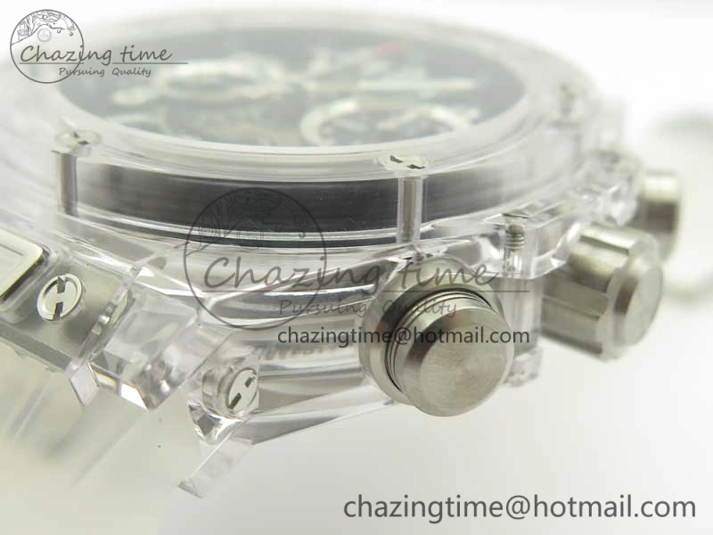 Big Bang Unico Magic Sapphire 45mm OXF Best Edition Black Skeleton Dial on Transparent Rubber Strap A1242