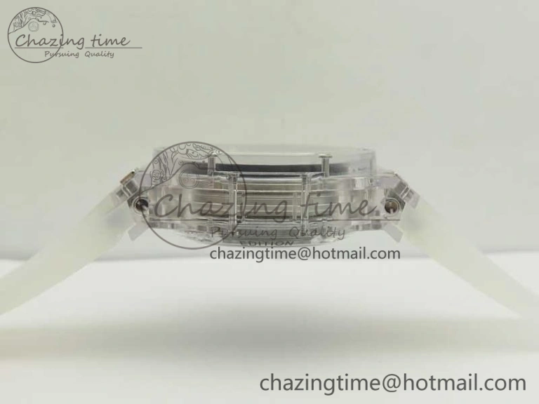 Big Bang Unico Magic Sapphire 45mm OXF Best Edition Black Skeleton Dial on Transparent Rubber Strap A1242