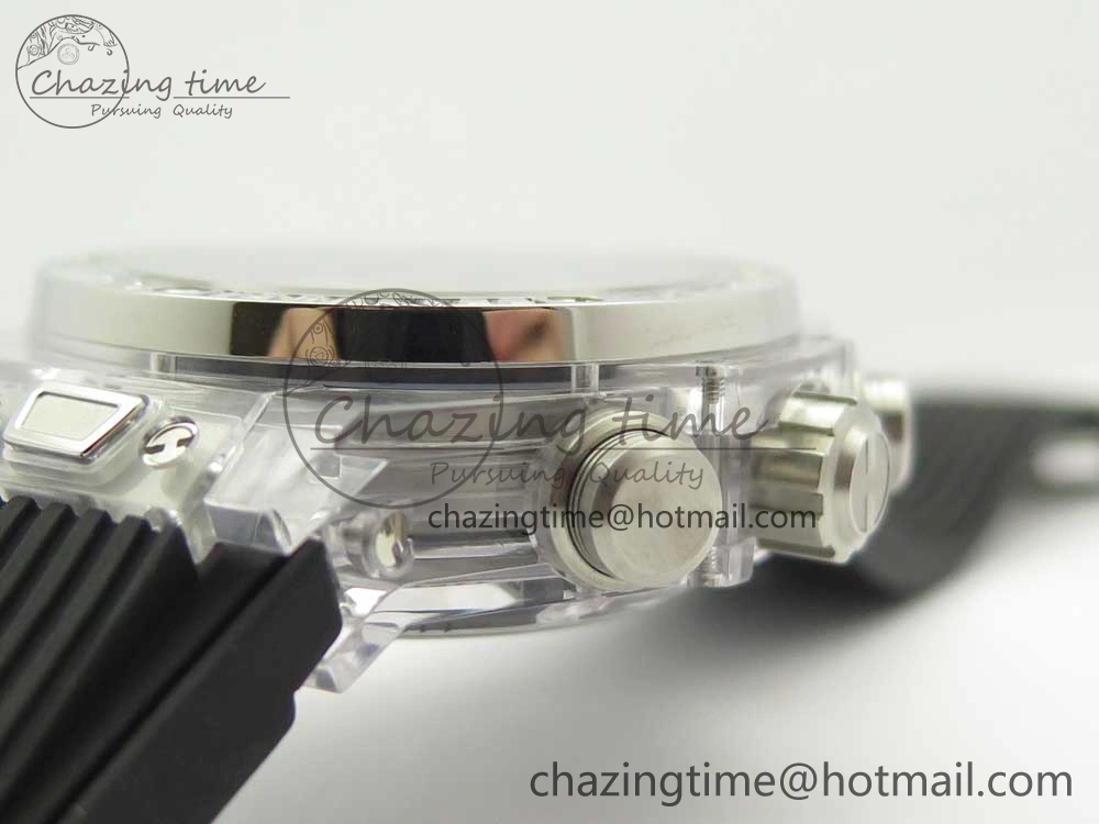 Big Bang Unico Magic Sapphire 45mm OXF Best Edition Skeleton Dial Diamonds Bezel on Black Rubber Strap A1242
